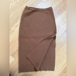 Light Brown Ribbed Pencil Skirt